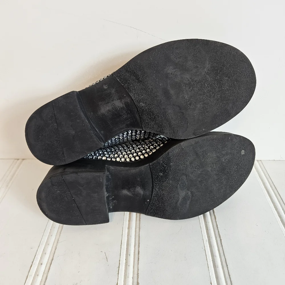 Jeffrey Campbell Library Loafers 9.5 Platform Rhinestone Chunky Heel Black